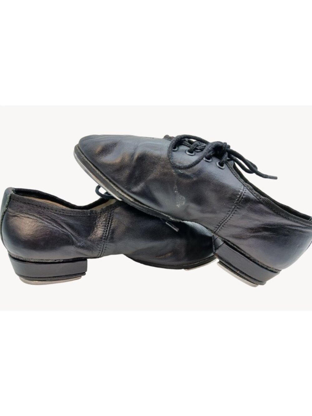 Revolution Black Leather Lace Up Tap Jazz Dance Shoes Child Size 3.5 Tele Tone - Picture 6 of 10